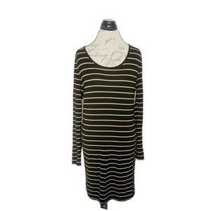Cotton On Womens Dress Sz Large Long Sleeve Striped Stretch Fall Preppy Hipster